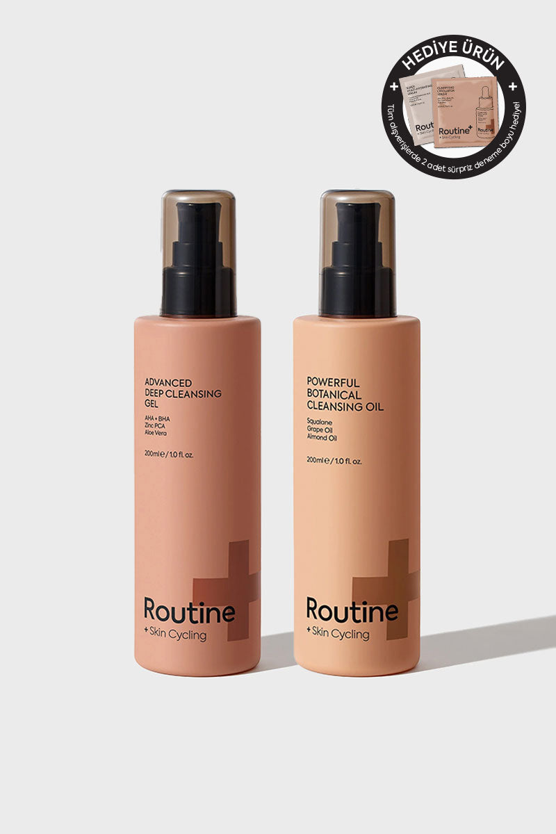 Makyaj ve Yüz Temizleme Yağı & Yüz Temizleme Jeli İkili Temizleyici Set - Double Cleansing Routine