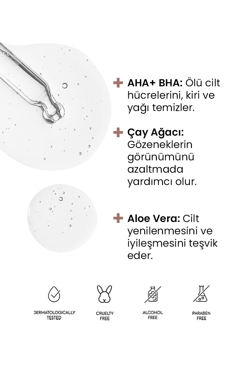 AHA-BHA Peeling Serumu - Renksiz Formül Clarifying Exfoliator Serum