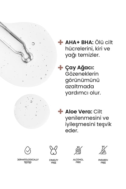 AHA-BHA Peeling Serumu - Renksiz Formül Clarifying Exfoliator Serum