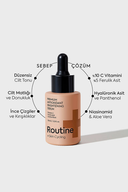 Ton Eşitleyici Aydınlatıcı Serum %10 C Vitamini %5 Ferulik Asit Premium Antioxidant Brightening Serum